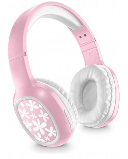 Безжични слушалки Cellularline - MS Basic Shiny Flowers, розови